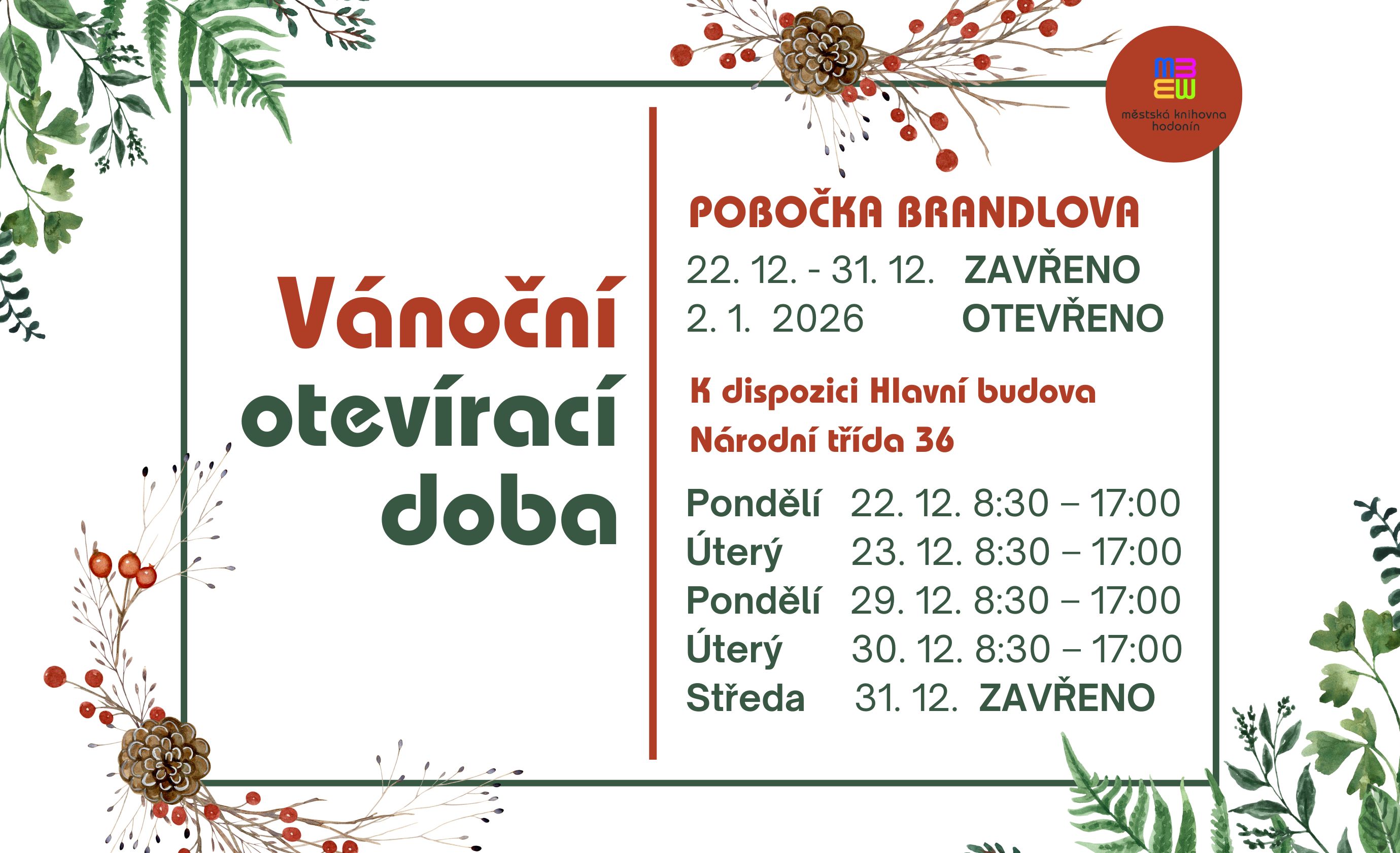 Vánoční otevírací doba